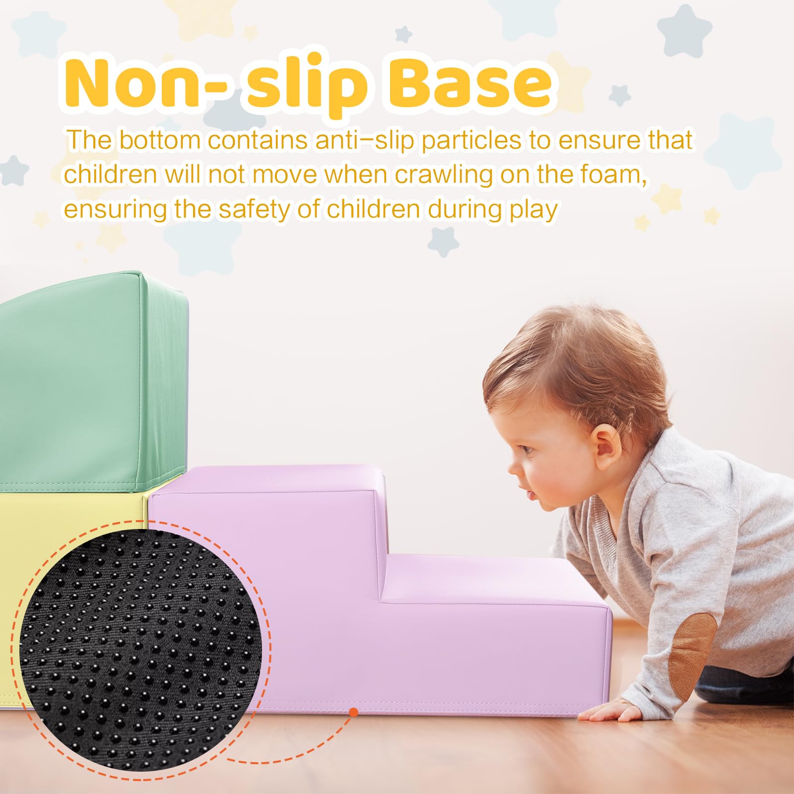 Hoohtoot yellow foam blocks with ball pit, stackable design sparks imaginative play and coordination.