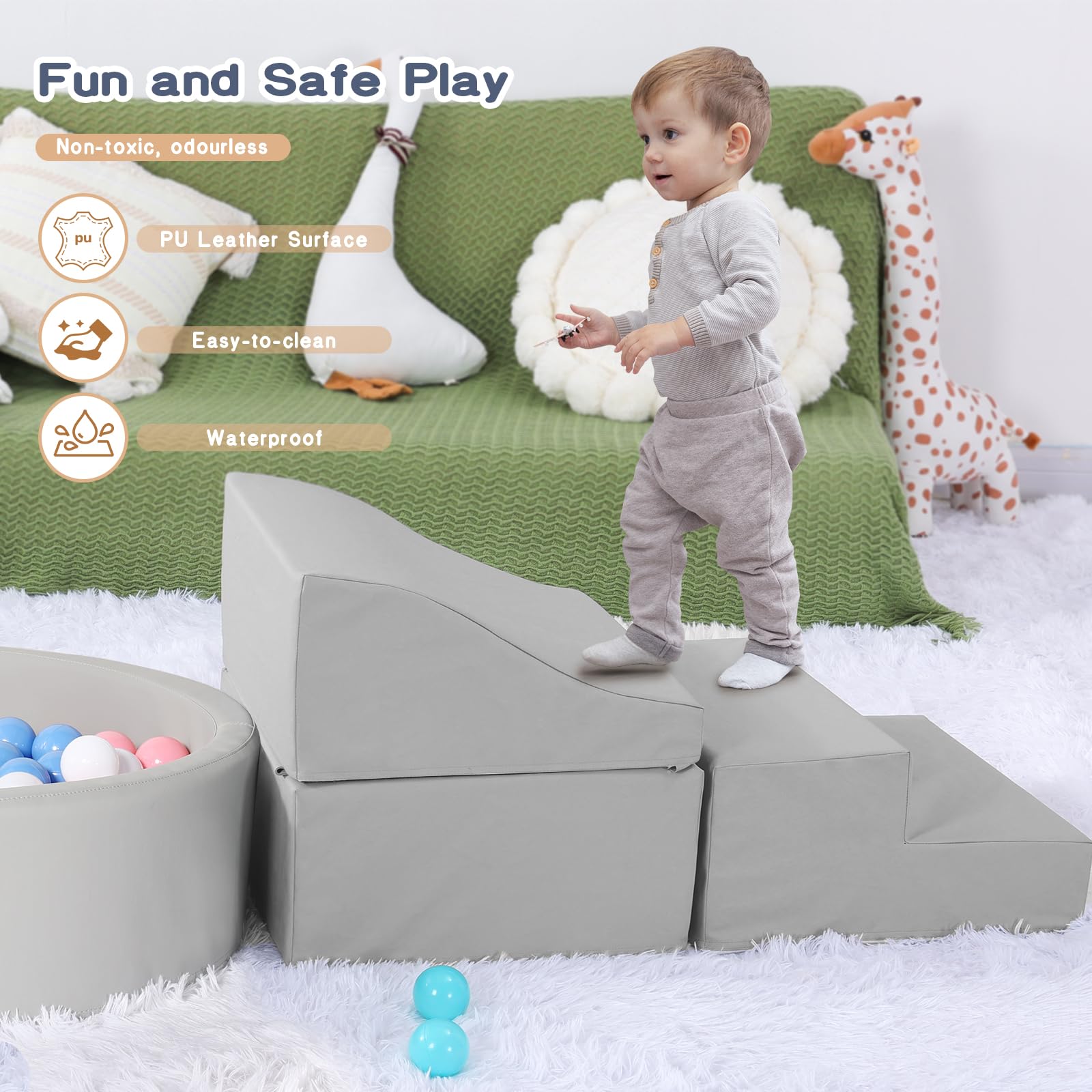 Hoohtoot toddler ramp and blocks supporting climbing confidence