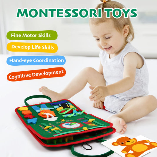 Hooku Busy Board back cover features galaxy motif for imaginative play.