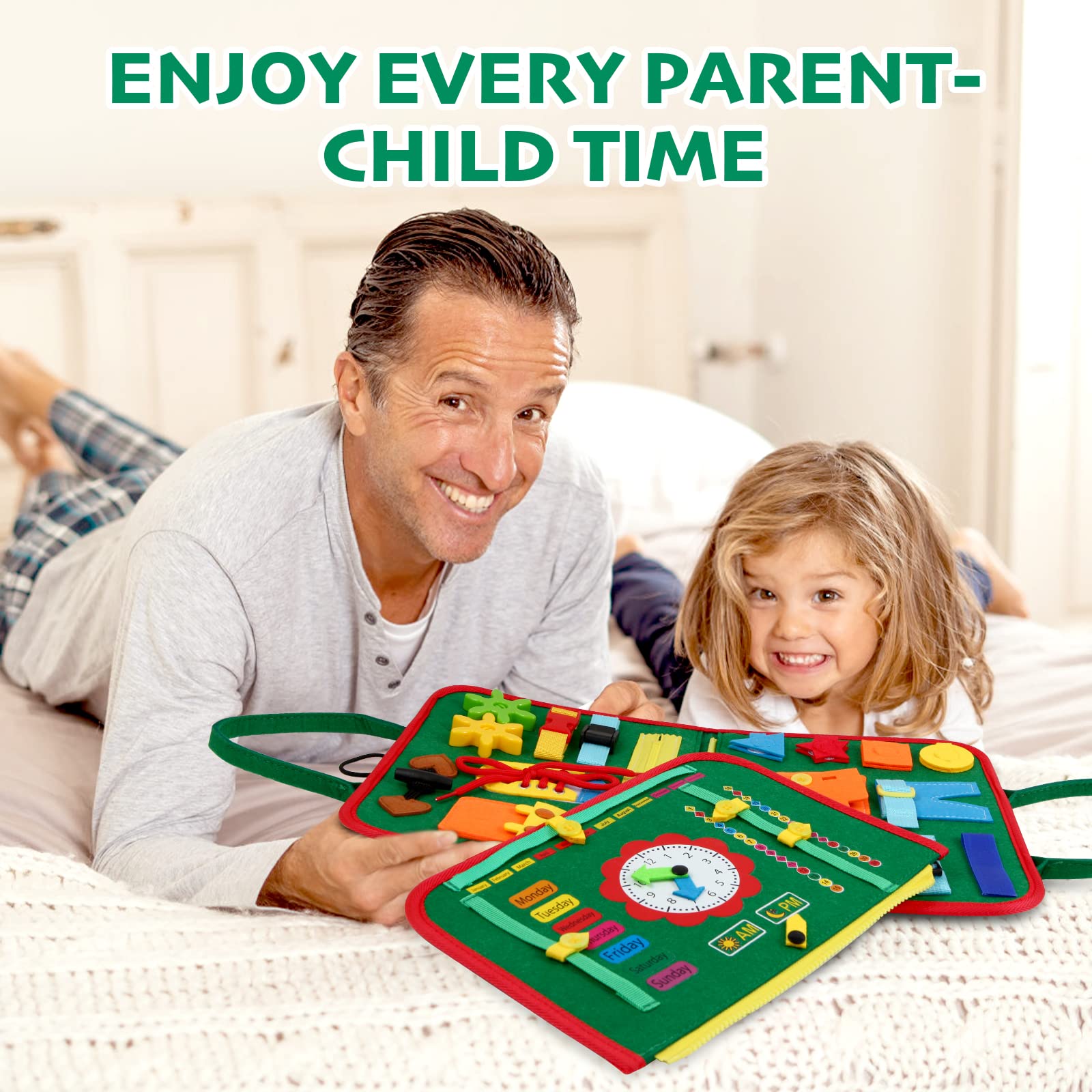 Hooku Busy Board calendar and clock activities boost cognitive play.
