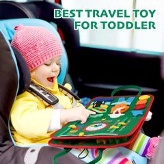 Hooku Busy Board shoe-lace and buttons build fine motor skills.