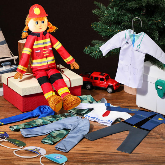 HooLing policeman outfit for doll, vivid colors spark imaginative law-enforcement play.