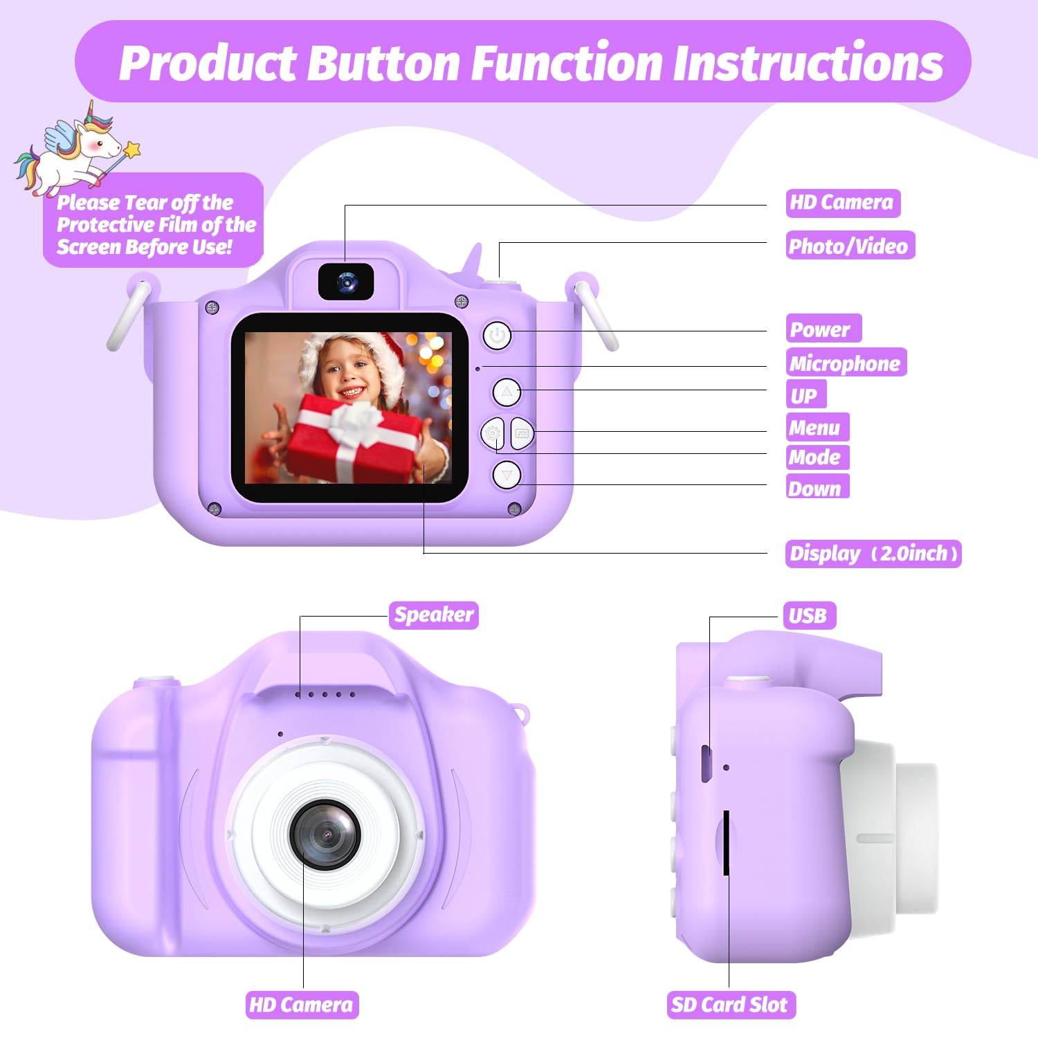 HOOMOON Unicorn Camera gift packaging box, perfect for gifting