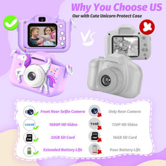 HOOMOON Upgrade Unicorn Kids Camera with lanyard ready for travel adventures