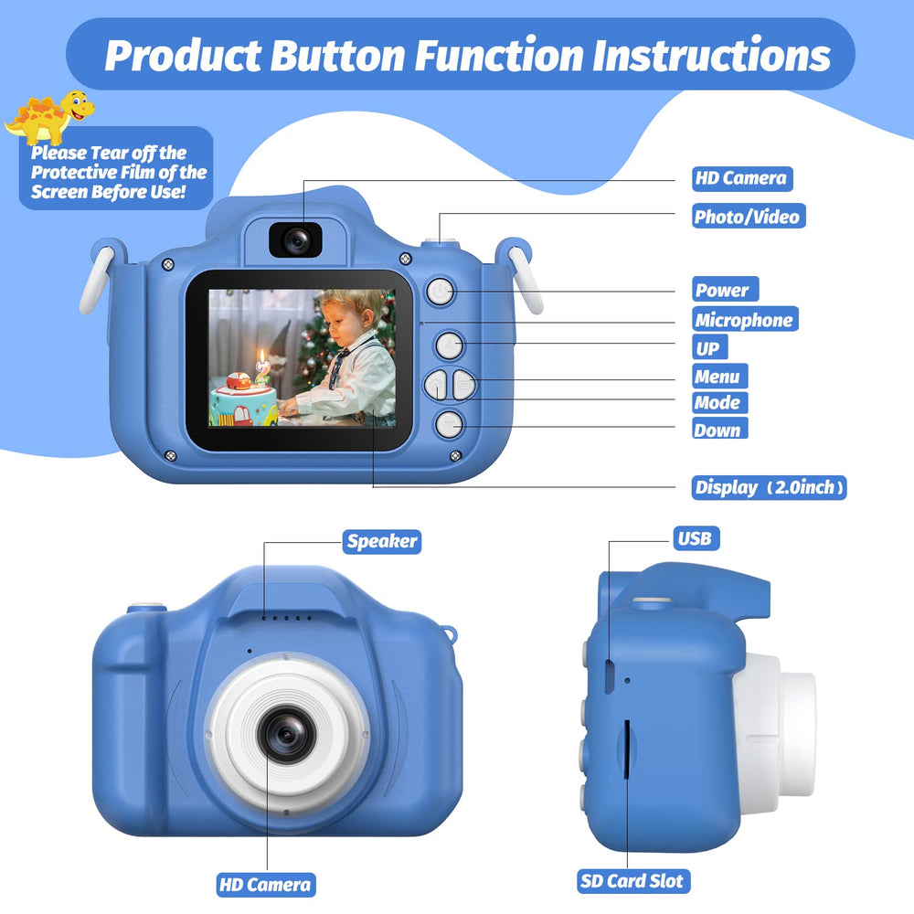 HOOMOON Dinosaur Kids Camera with lanyard enables portable outdoor adventures