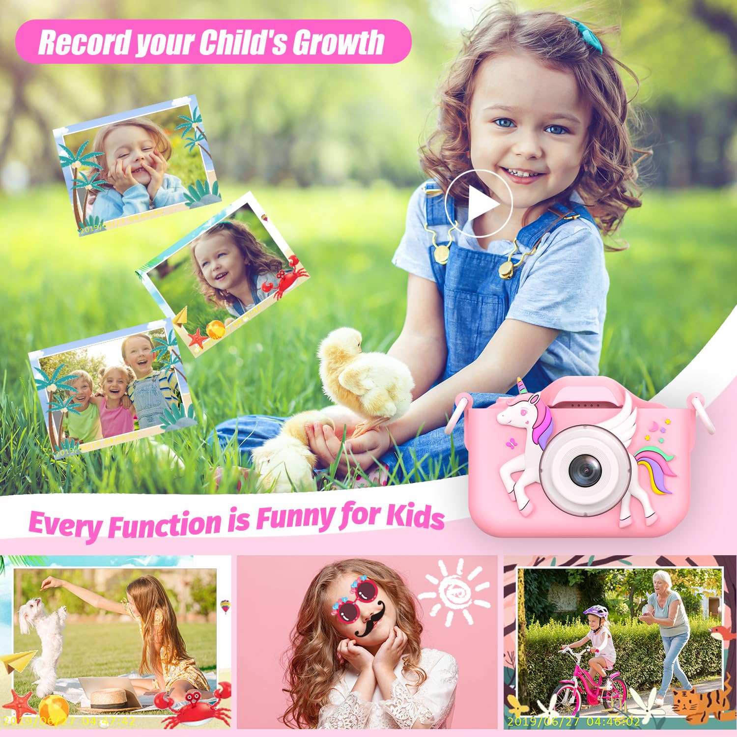 HOOMOON kids camera anti-drop design for outdoor play safety.