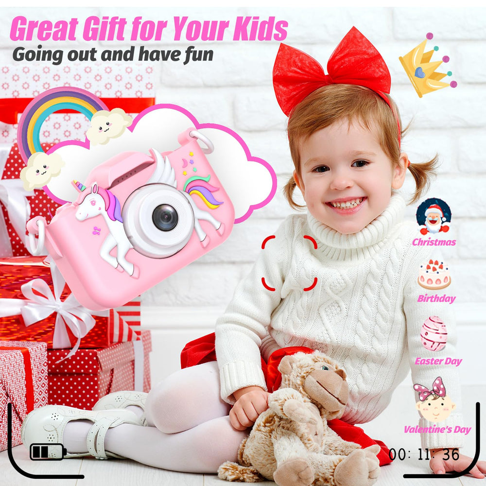 HOOMOON kids camera selfie mode enables easy children's portraits.
