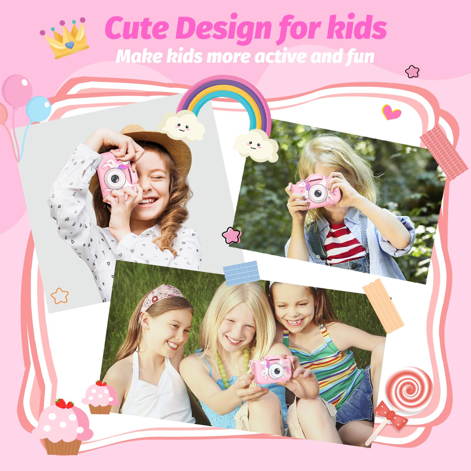 HOOMOON kids camera video mode captures memories on the go.