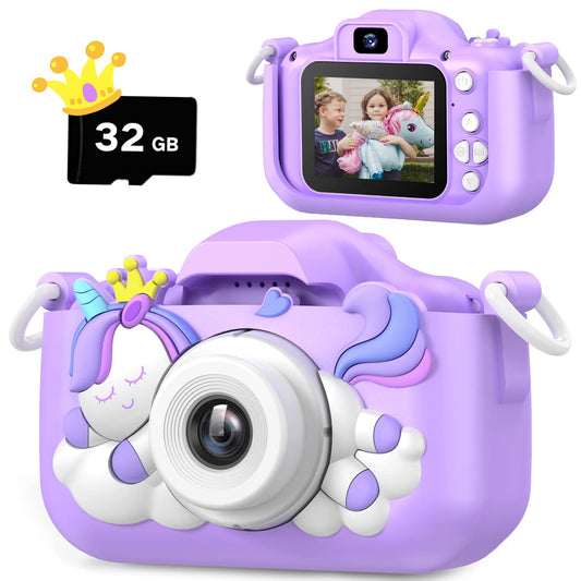 HOOMOON kids camera front view with dual cameras for easy selfies