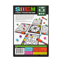 Dice mid-roll capturing the kinetic energy of the Sixem game.