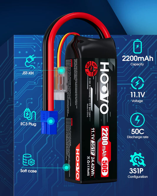HOOVO 3S 2200mAh battery side view for tight builds
