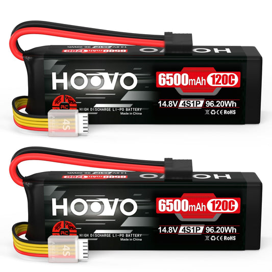 HOOVO 4S 6500mAh battery pack for Maxx and X-Maxx RC vehicles, ready for performance.