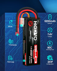 HOOVO 7.4V 5200mAh RC battery in a secure double-pack for longer sessions.