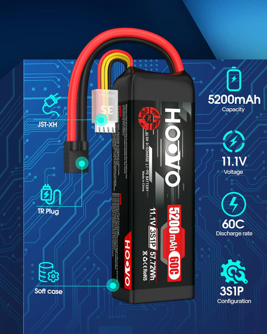HOOVO high-discharge battery delivering steady power for faster RC speeds