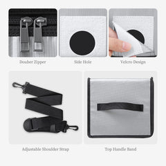 HOOVO Lipo Battery Bag fireproof fiberglass fabric close-up highlighting safety materials