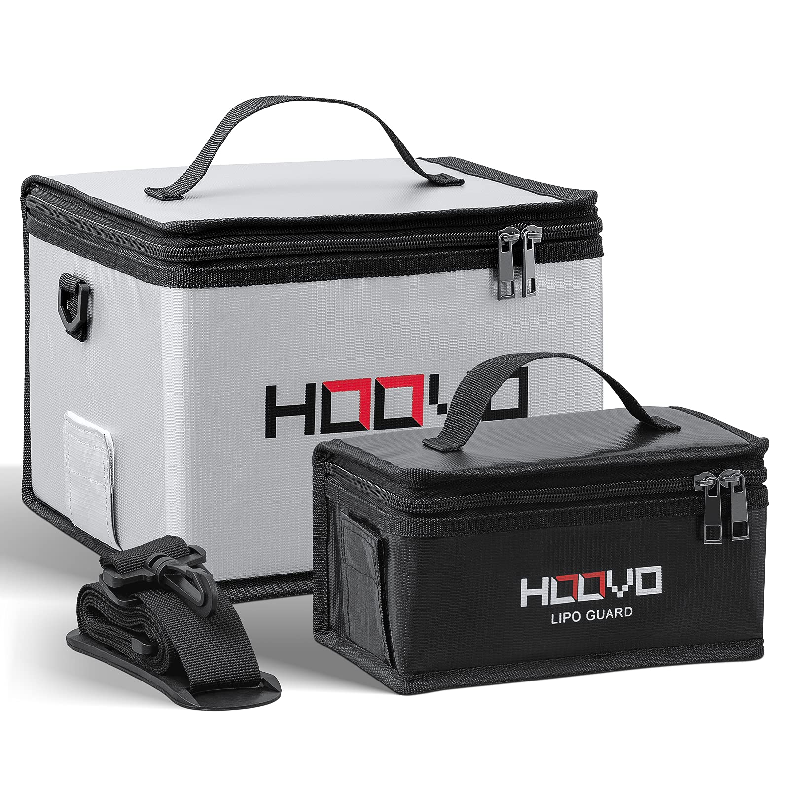 HOOVO Lipo Battery Bag front view with double zipper for safer charging