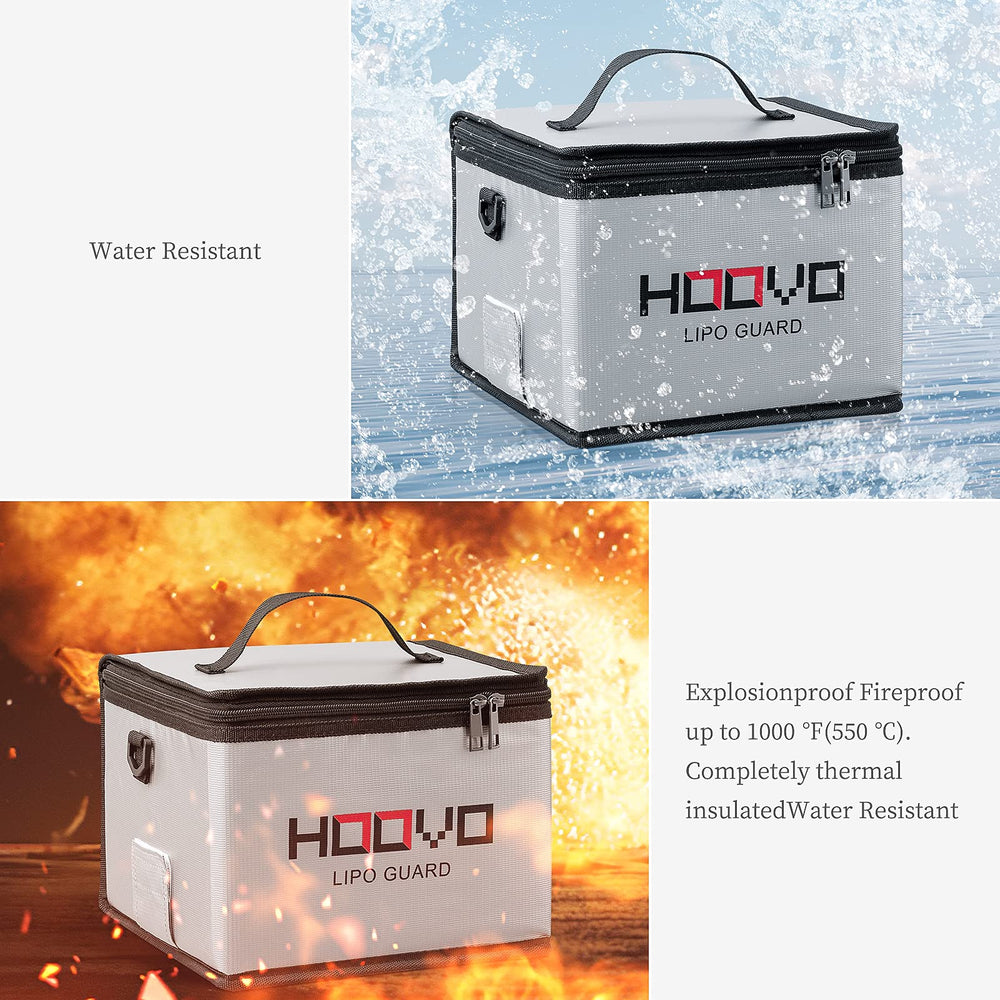 HOOVO Lipo Battery Bag large interior fits multiple batteries securely