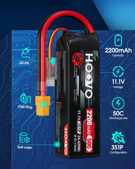 HOOVO XT60 connector detail highlights reliable power delivery for RC aircraft.