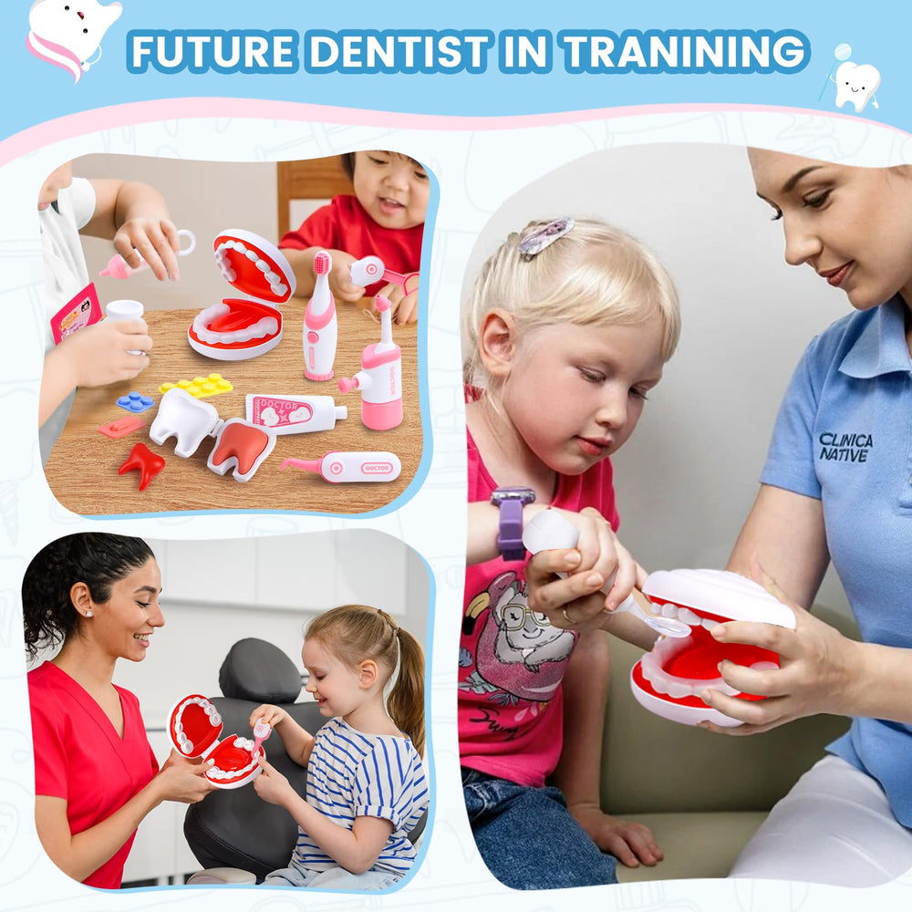Hopandos dentist play set learning guide helps parents introduce dental science.