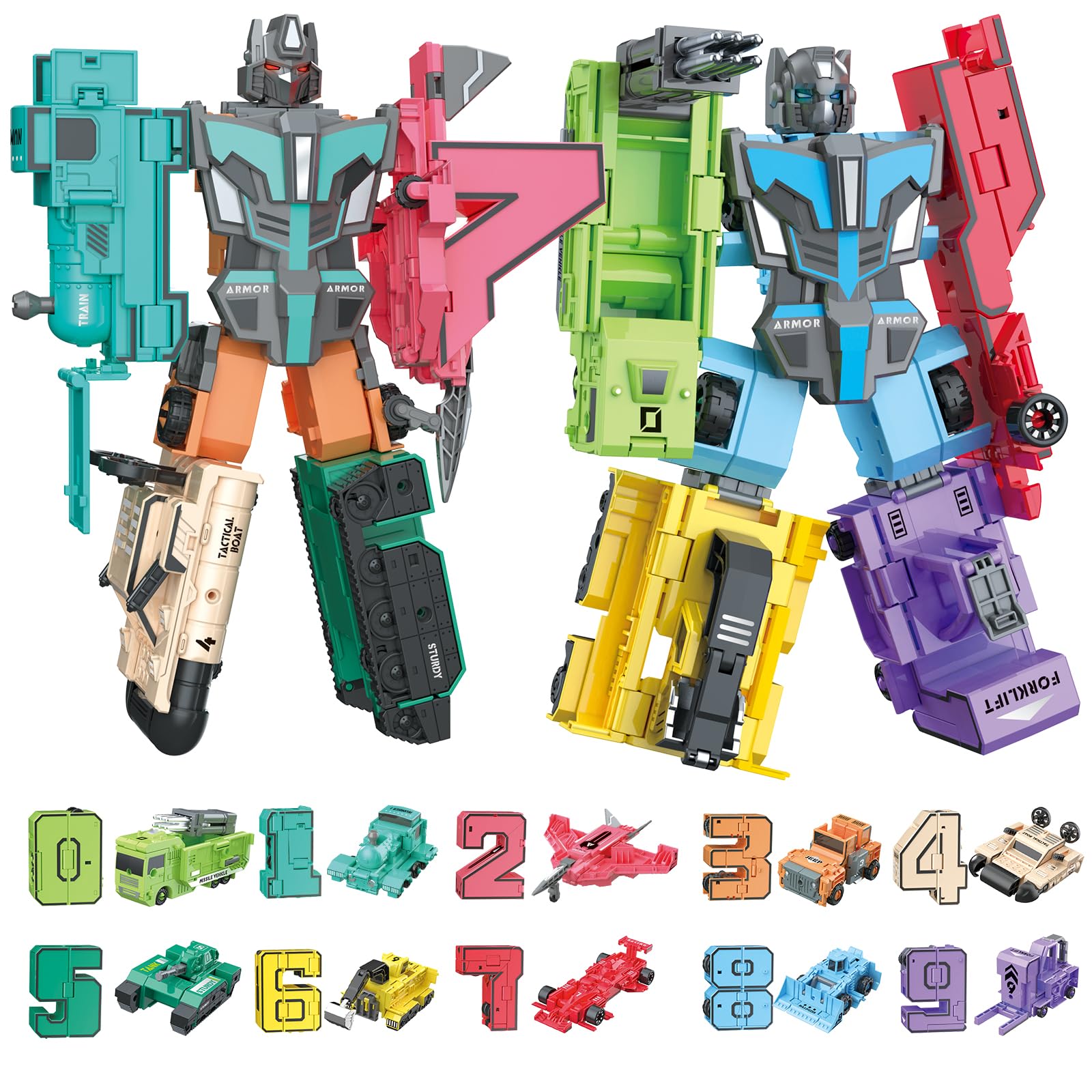 HOPANDOS Number Robots transforming toy assembly promotes hands-on math play and creativity.