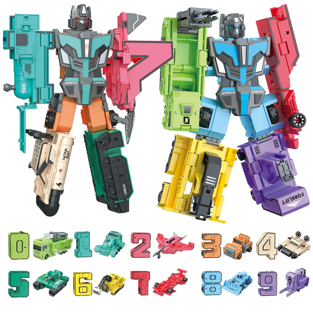 HOPANDOS Number Robots transforming toy assembly promotes hands-on math play and creativity.