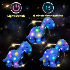 Hopearl blue diplodocus supports bedtime routines with a soothing glow