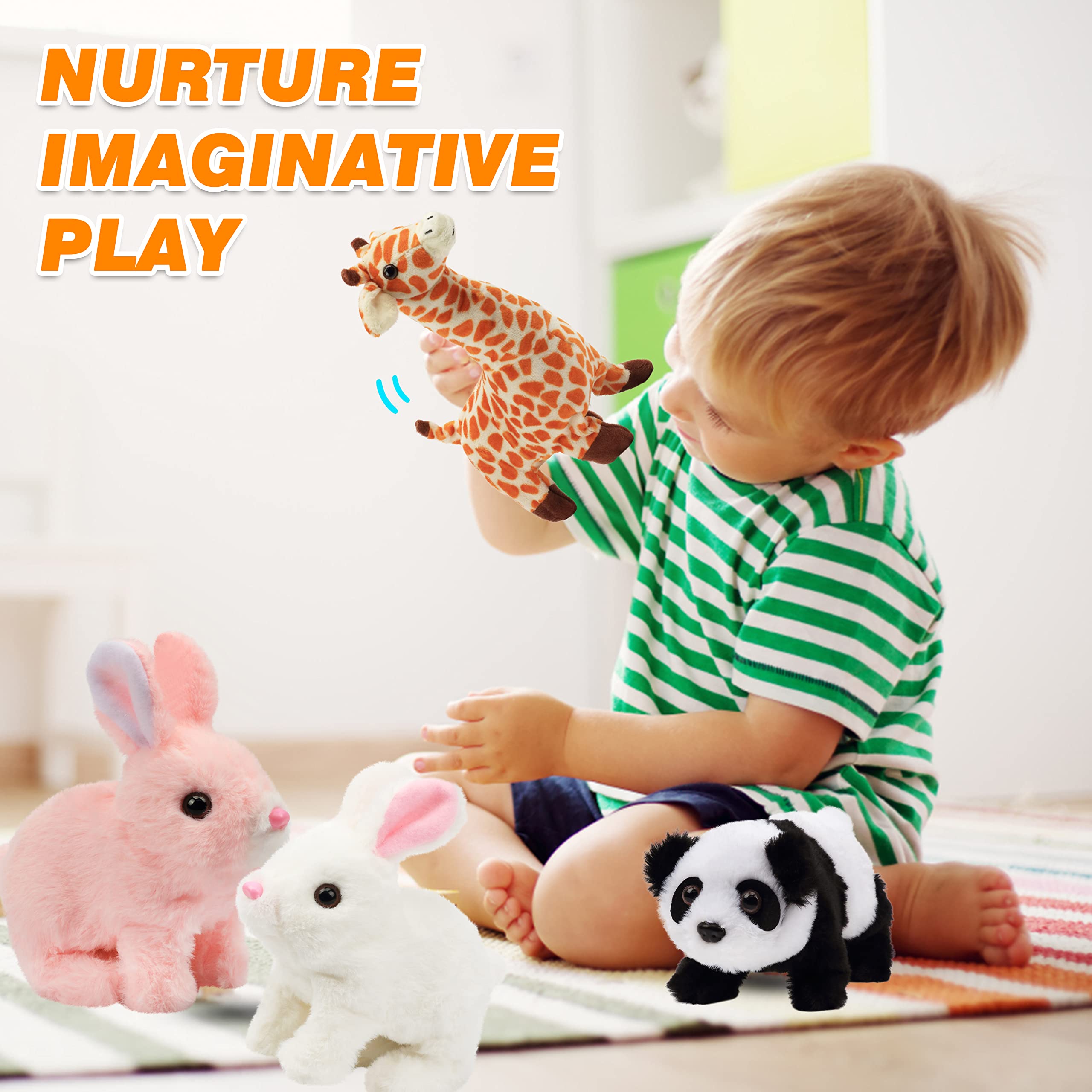 Hopearl bunny portable 7-inch size fits small hands for travel play.