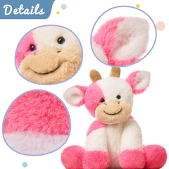 Hopearl strawberry pink cow plush is a portable toy for on-the-go fun.