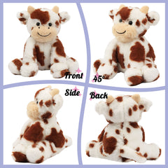 Hopearl cow plush 9 inch handheld size ideal for travel.