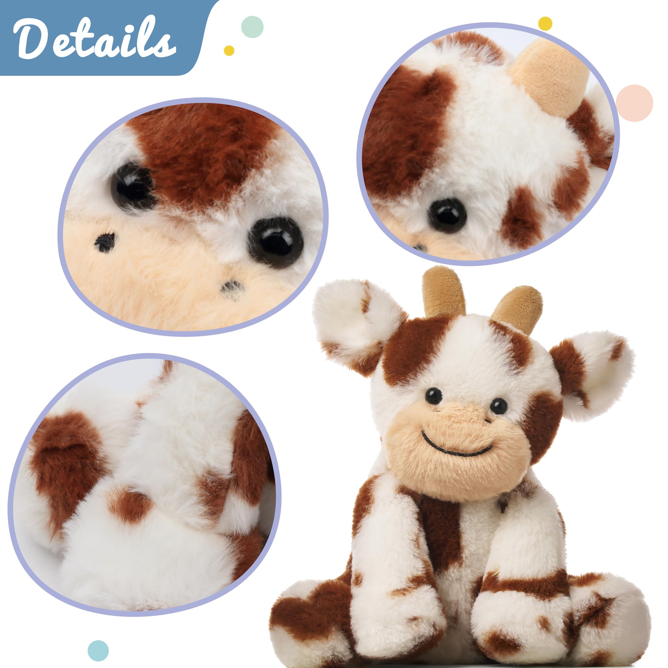 Hopearl cow plush nap time shot highlights comforting cuddle buddy.