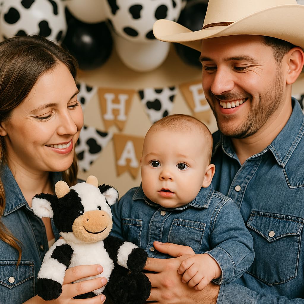 Hopearl plush cow toy stable design helps sit upright