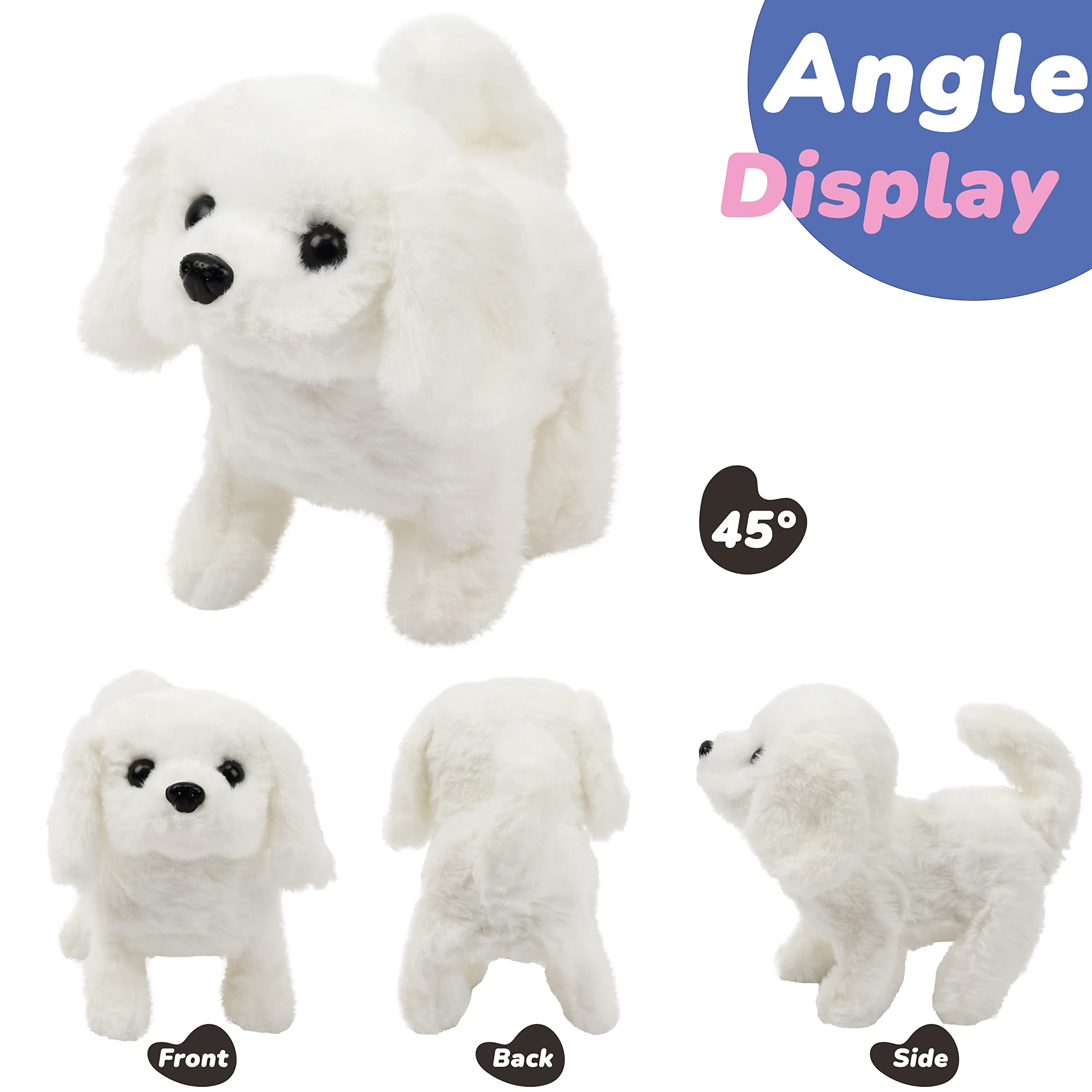 Hopearl dog toy wiggle tail displays moving tail to attract a child's attention.