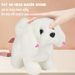 Hopearl dog toy emits a friendly woof sound to enhance pretend play experiences.