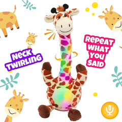 Hopearl Glowing Dancing Giraffe Toy front view with soft plush and engaging light-up display for engaging play.