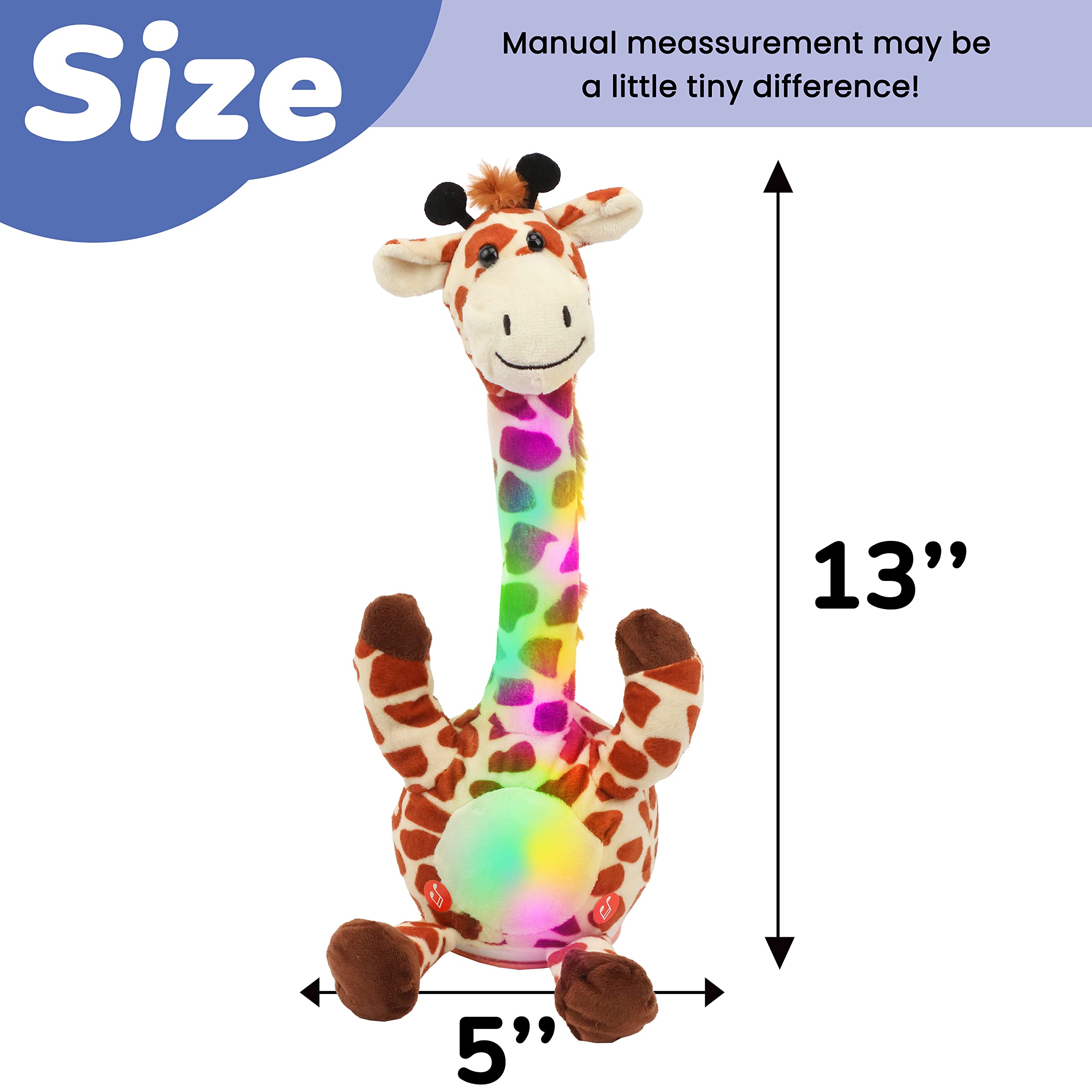 Hopearl Glowing Dancing Giraffe Toy lights on to showcase interactive features and movement.