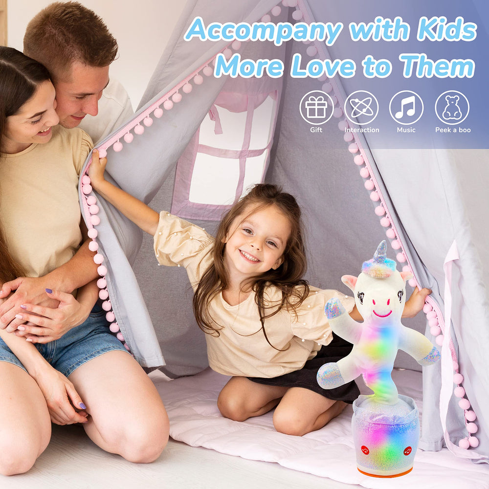 Hopearl Glowing Dancing Unicorn battery access panel for easy setup.