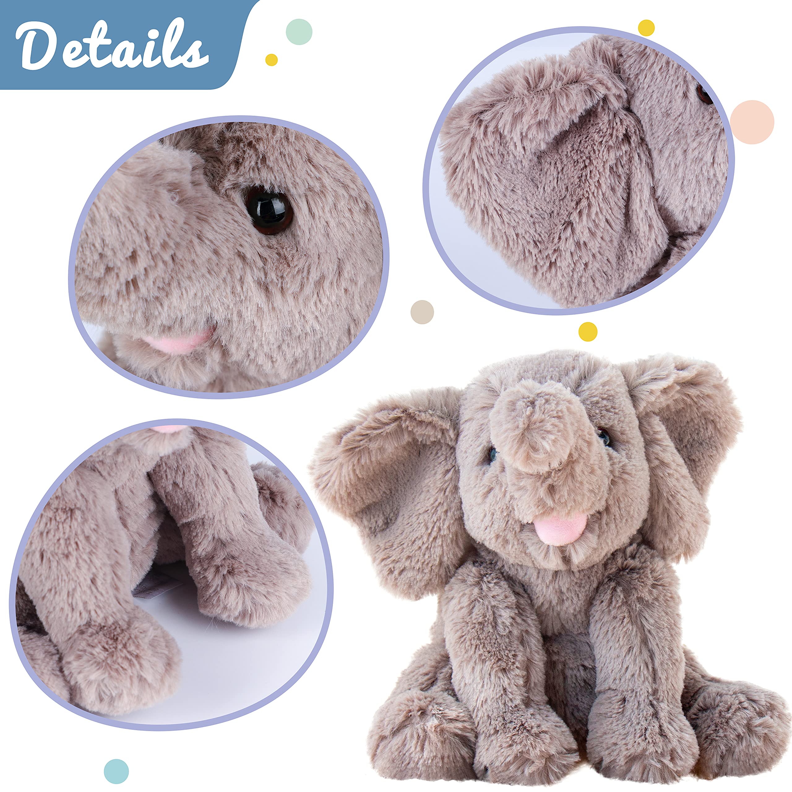 Hopearl gray plush elephant, comforting bedtime companion for toddlers.