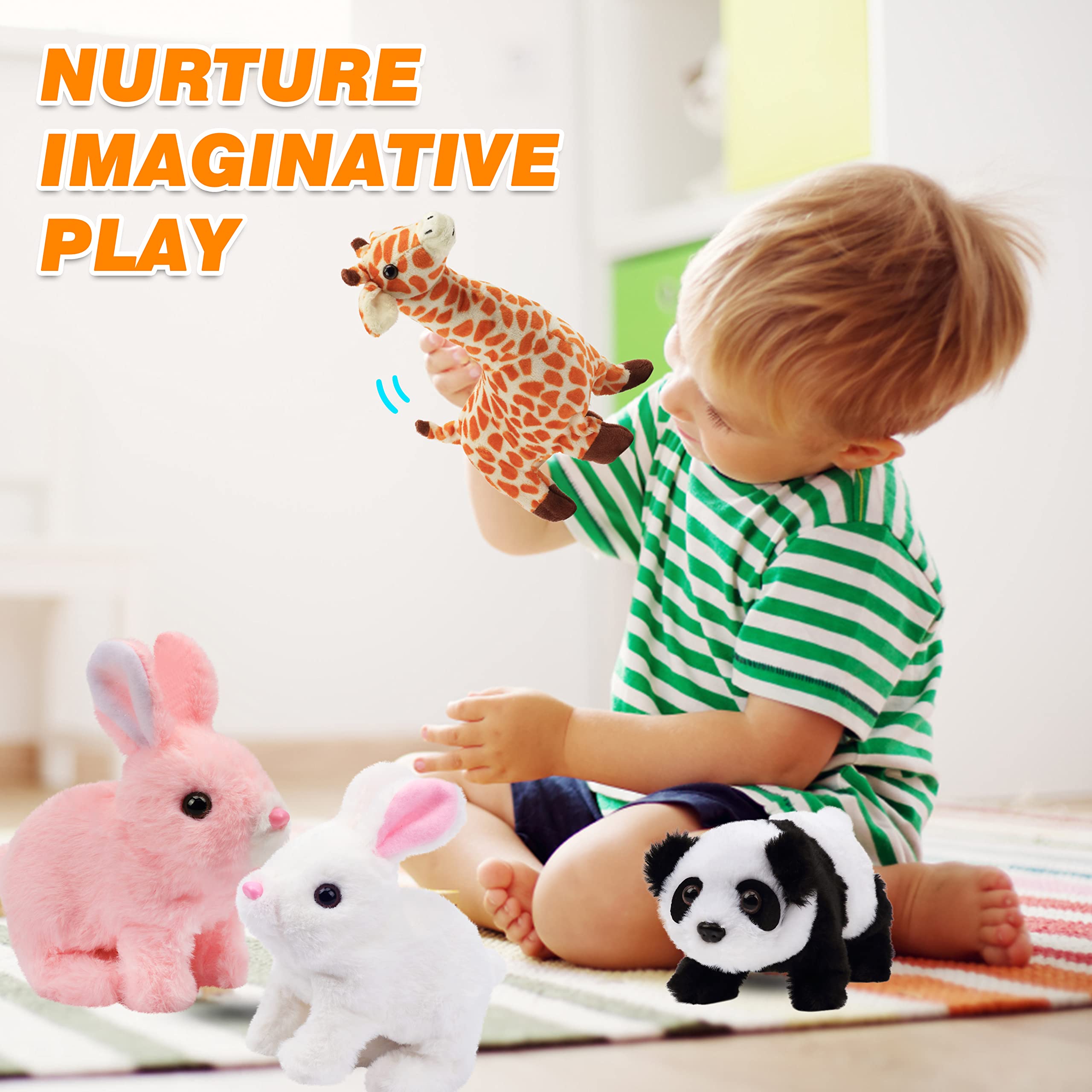 Hopearl white plush bunny measures seven inches for portable fun.