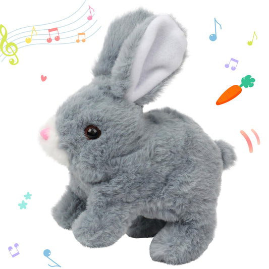 Hopearl hopping rabbit front view, cuddly interactive toy for toddlers.
