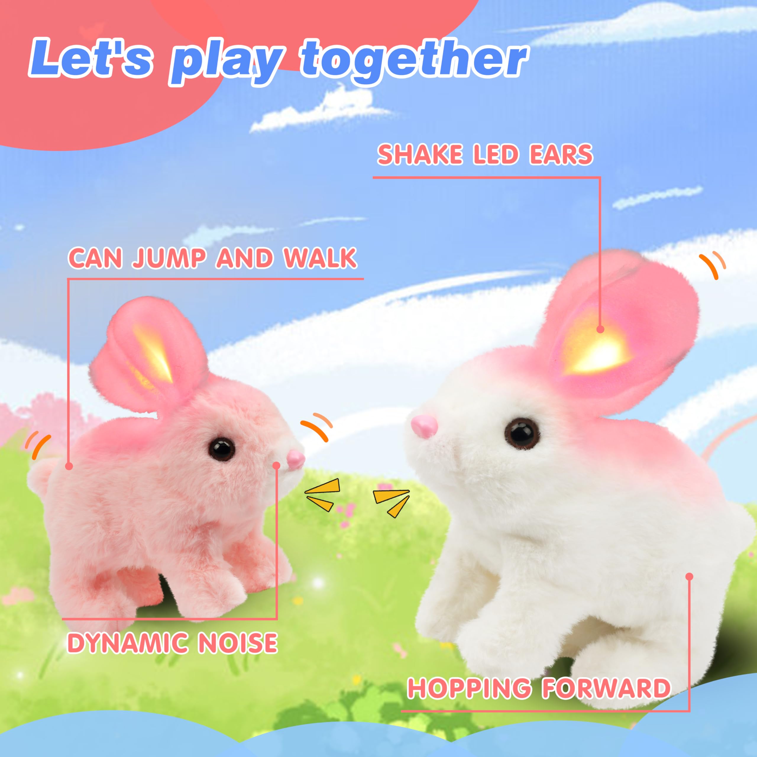 Hopearl hopping rabbit mouth movement creates playful interaction without fur mess