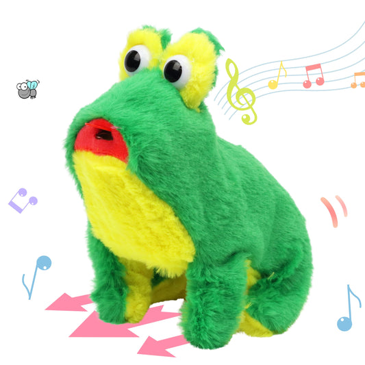 Hopearl jumping croaking frog front view showing leap motion for toddlers