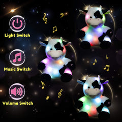Hopearl LED musical cow has adjustable volume controls for quiet or lively play.