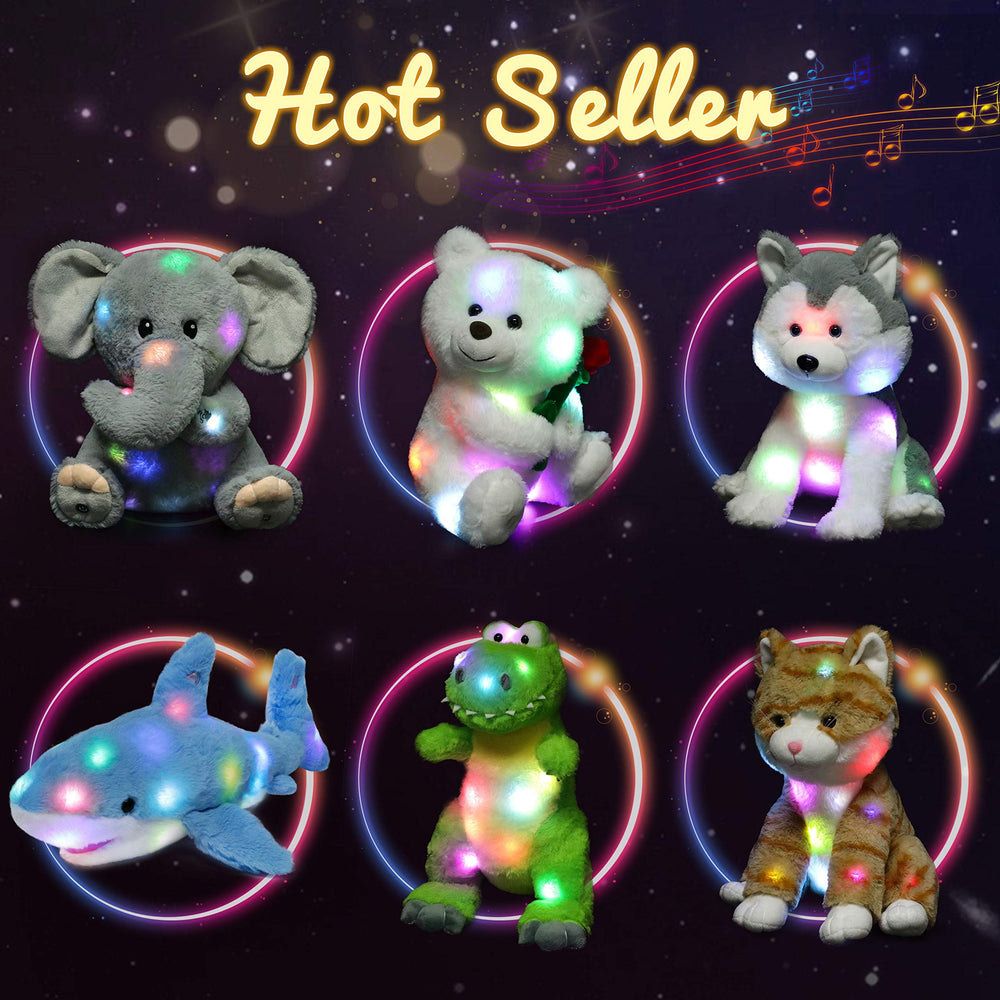 Hopearl LED musical cow in a bedtime scene ready for sleep.