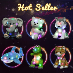 Hopearl LED musical cow in a bedtime scene ready for sleep.