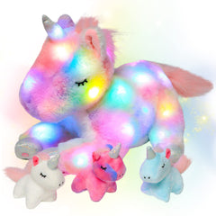 Hopearl LED plush unicorn mommy 19inch glowing toy for cozy bedtime