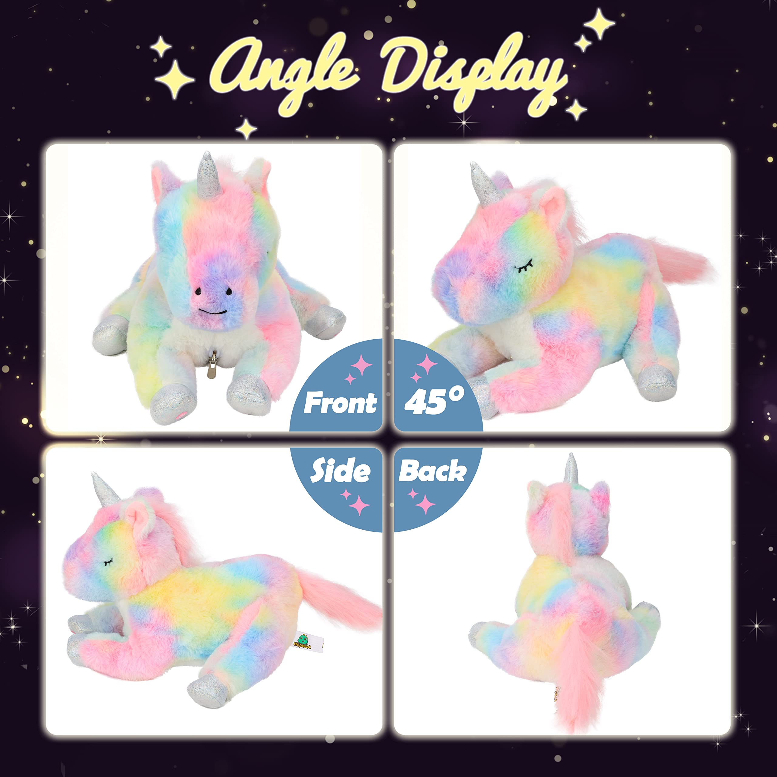 Hopearl LED plush unicorn mommy with glitter horn and pink mane
