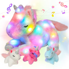 Hopearl mommy unicorn with three babies in tummy for bedtime.