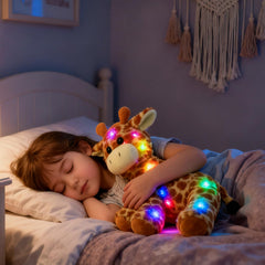 Hopearl giraffe plush toy with battery-operated LED lights for play and glow.