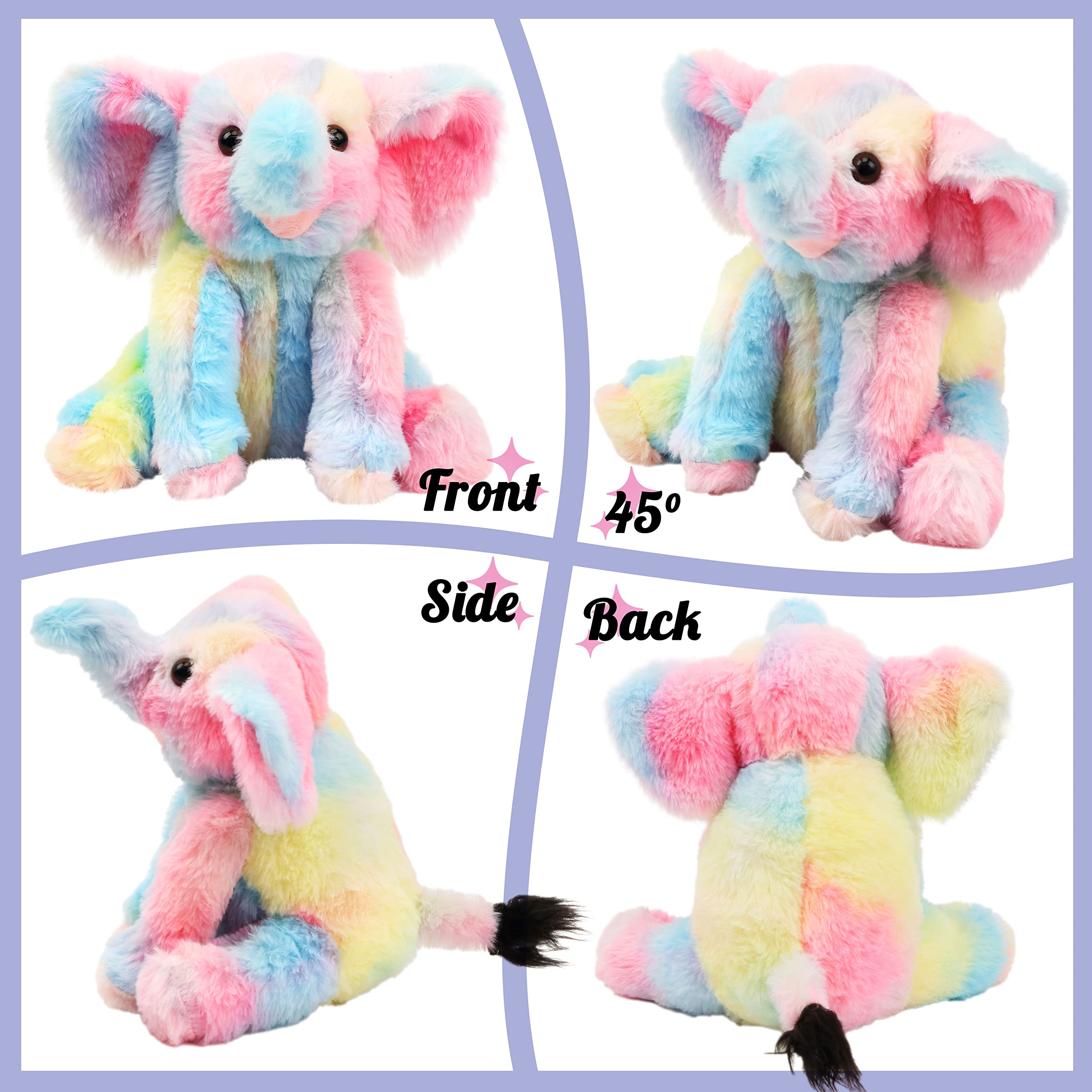 Hopearl rainbow floppy elephant plush designed for imaginative play and stories
