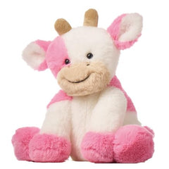 Hopearl stuffed cow toy designed to sit upright for display or play.